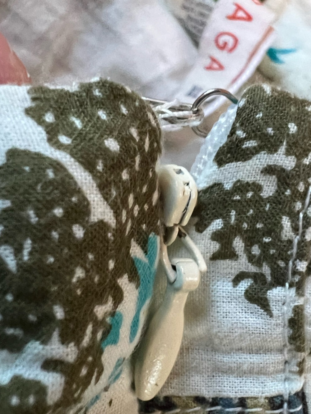 RAGA Anthropologie White Maxi Skirt with Teal Band and Brown Patchwork XL - Picture 8 of 11